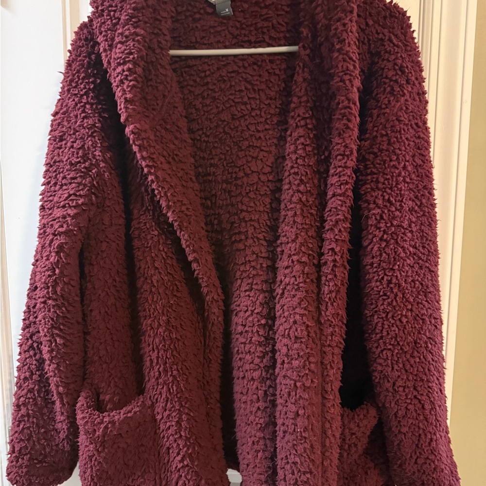 Eddie Bauer Plush Maroon Teddy Jacket